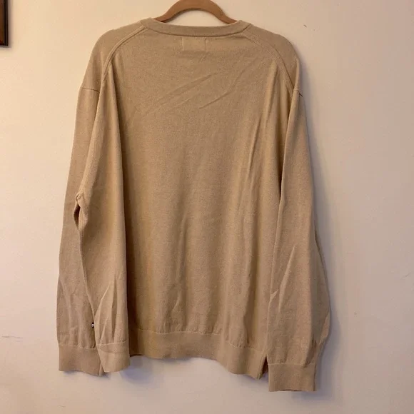 NAUTICA NAVTECH men’s Ribbed V-neck long sleeve tan sweater cotton blend XXL 🌞 - Picture 4 of 12